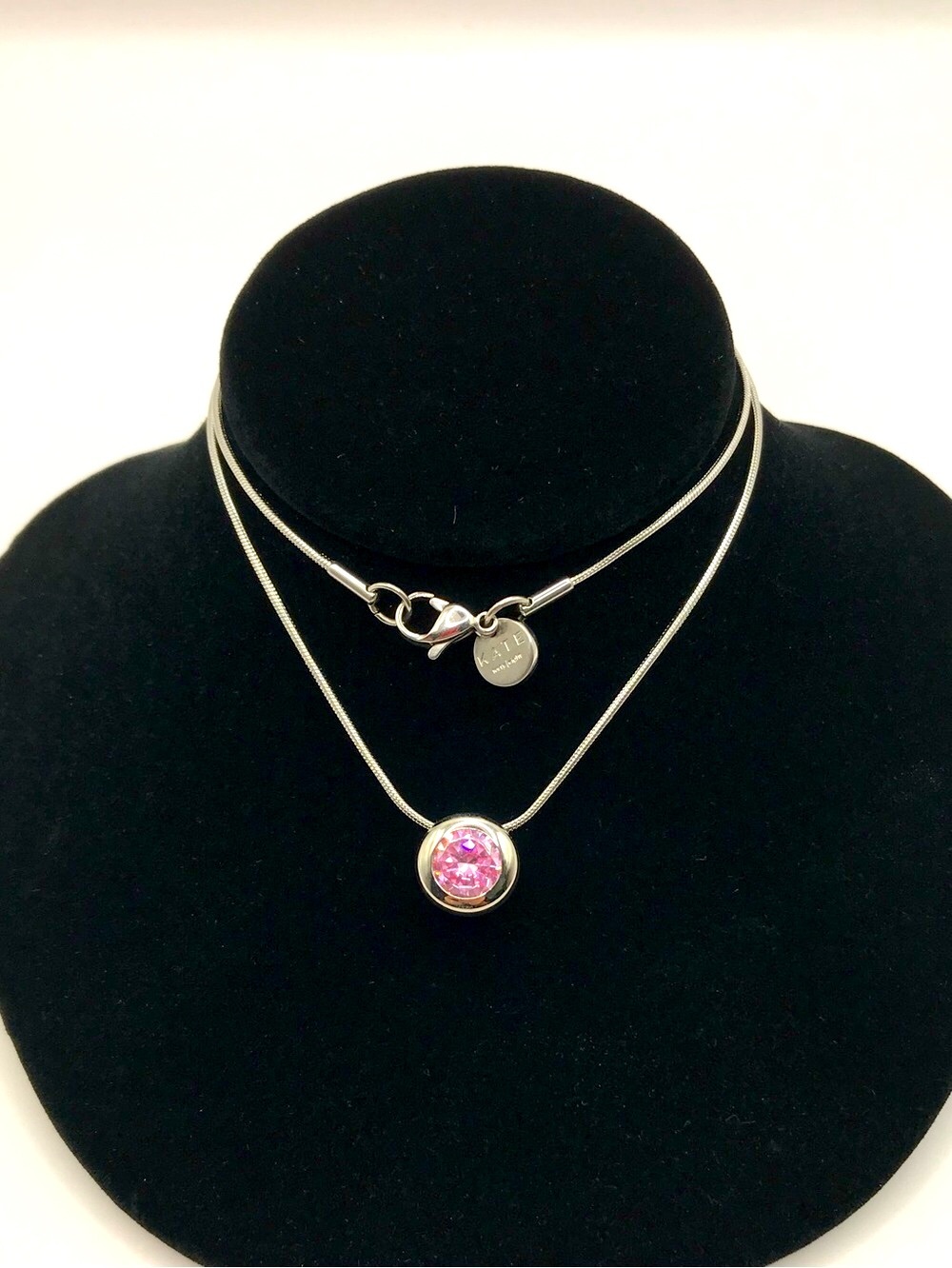 KATE forty/eight Silver-Tone & Pink Crystal Pendant Necklace